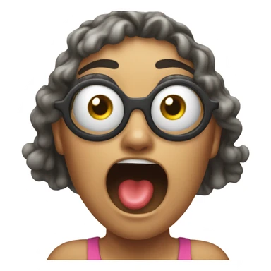 A female who is spitting water out her mouth with googly eyes sticker