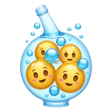 3D iPhone style emoji of bubbly , fizzy bubbles rising, translucent sparkling liquid, isolated on white background, soft shadows, high detail, playful and cute. sticker