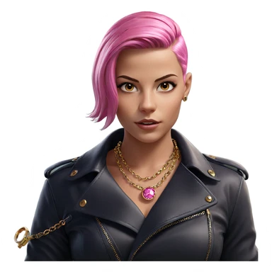 girl with pink hair and jewelry sticker