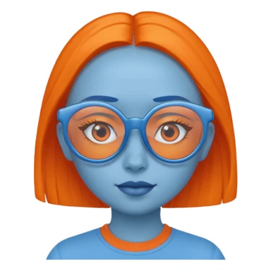 girl blue skinned orange glassed sticker