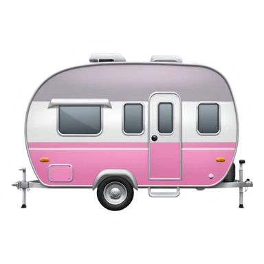 Realistic portable pink and gray camping trailer isolated.    sticker