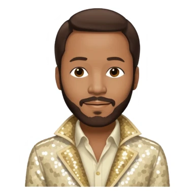 Marvin Gaye with dark brown hair, cream sequin outfit sticker