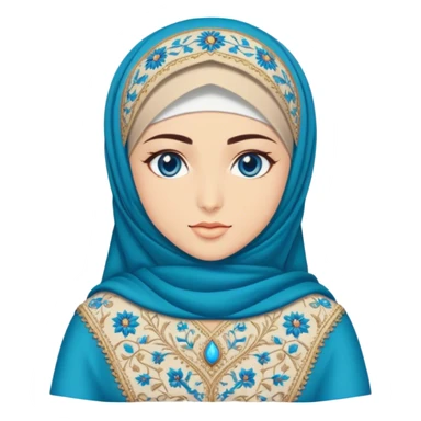 Turkish beautiful finish Konya girl blue eyes with hijab and ottoman dress sticker