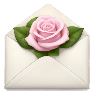 White envelope with light pink rose sticker