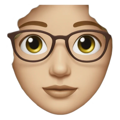 White Girl pink glasses green eyes wavy dark brown curly bob hair fringe sticker