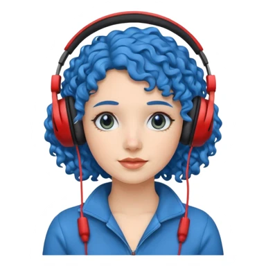 blue curly haired woman with headphone sticker