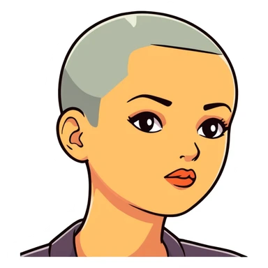 confident woman with buzz cut sticker