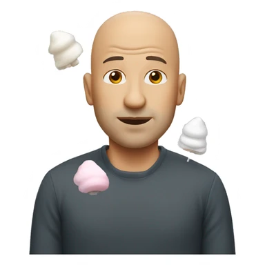Bald man with marshmallow on head  sticker