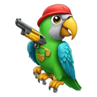 parrot with gun sticker