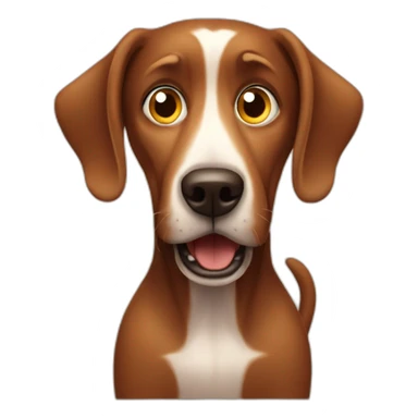 Brown dog scared of a cellphone sticker