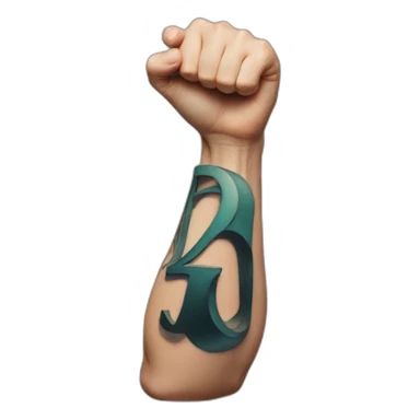 Arm flexing with letter alpha tattoo sticker