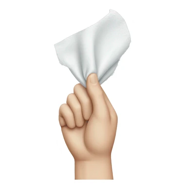 Pale hand holding a tissue sticker