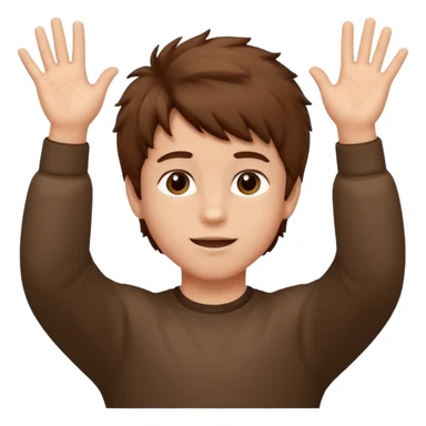 boy with fluffy hair moving hands up and down sticker