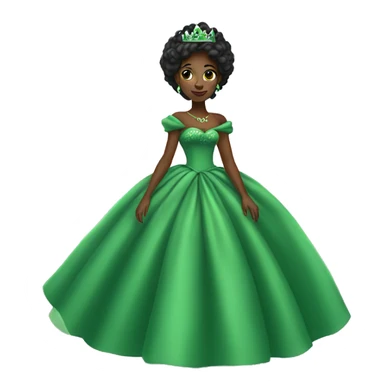 Black princess with green puffy dress sticker