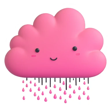 pink cloud with black raindrops sticker