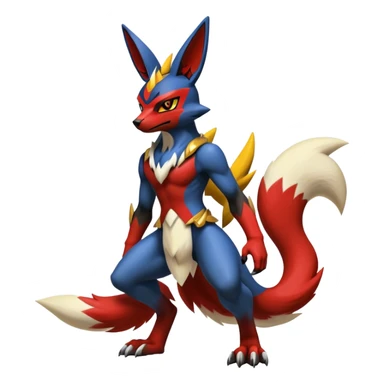 Badass black and red Lucario-Renamon-hybrid, full body sticker