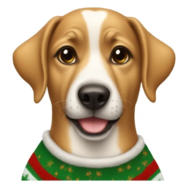 Dog wearing Christmas sweater sticker