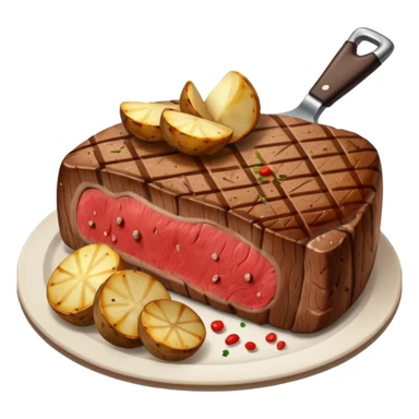 big juicy steak with potatoes on the side sticker