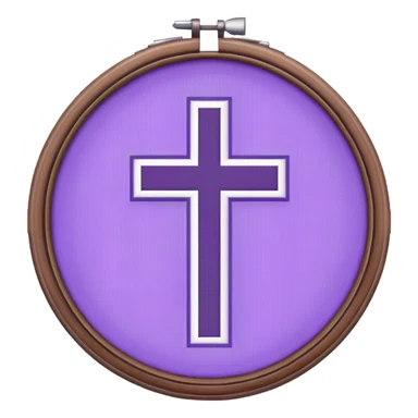 Pixelated Lavender inside a round pastel purple-whitish Cross stitch frame  sticker