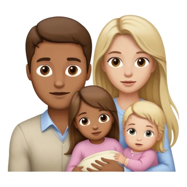 Brown hair man, long Brown hair woman, blonde baby girl  sticker