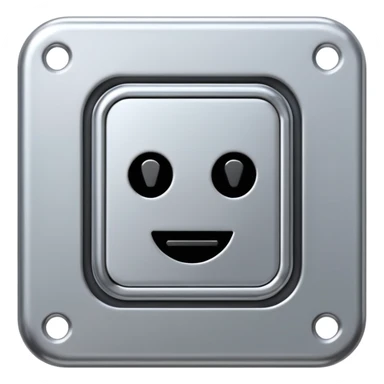 A futuristic microchip emoji made of polished silver chrome, minimal circuit details, smooth metallic surface, soft lighting, iOS emoji style, centered, clean white background sticker