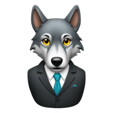 wolf with dollar sign as the eyes while wearing a suit sticker