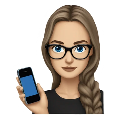Photo of elegant Keira Knightly long hair wearing black glasses and blue eyes on cellphone  sticker