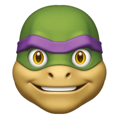 Donatello from Teenage Mutant Ninja Turtles, emoji style, head only, with a yellow hacking interface on the screen sticker
