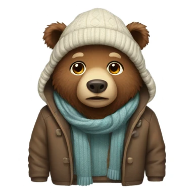 brown bear in winter clothes sticker