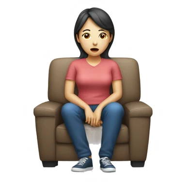 A Korean woman watching TV with a blank expression. sticker