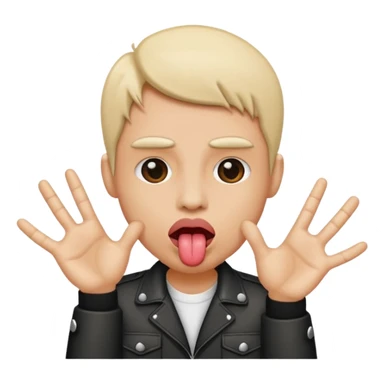 tongue sticking out emoji with rock and roll hands on each side of face sticker