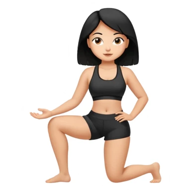 Beautiful petite curvy yoga girl in black sports bra and shorts sticker