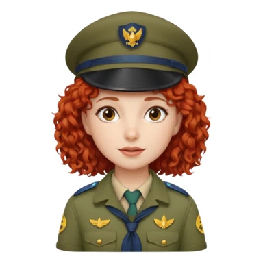 scout girl with red curly hair and uniform and hat sticker