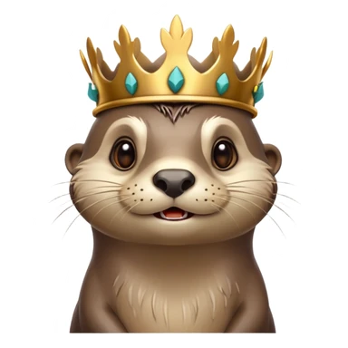 very anthropomorphic cartoon otter with highly expressive face in three-quarter profile view, exaggerated facial features, big expressive eyes, cartoony style, simple thorny stem wrapped horizontally around its forehead like Jesus Crown of thorns, very animated and emotive sticker