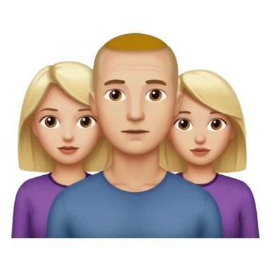 Two blonde women and a man with skin head  sticker