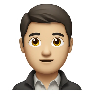 white, but asian looking man with dark brown long hair and some face hair, dressed in smart casual sticker