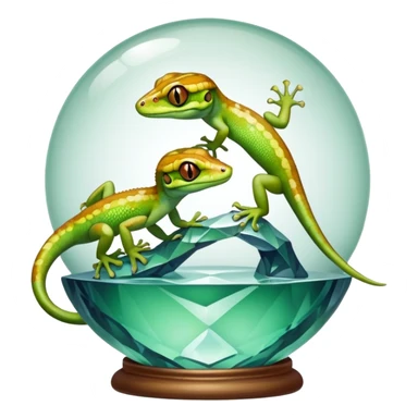 two-headed gecko on a crystal ball sticker