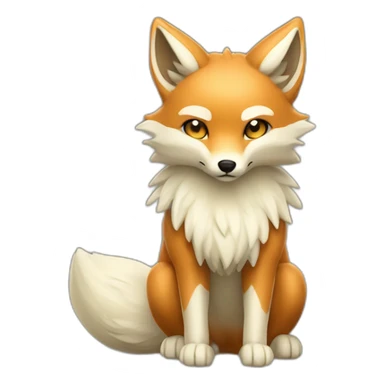 beige nine tailed fox full body sticker