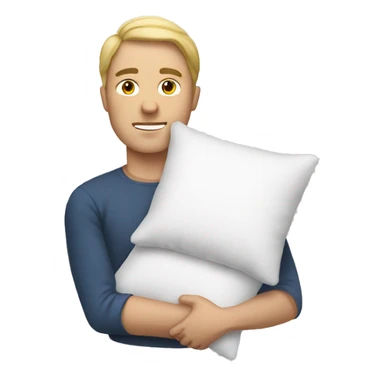 white man holding a pillow sticker