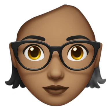 Brow girl with black hair and cat eye spec, heavier chest sticker