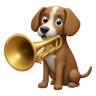 dog pooping in a trumpet sticker