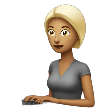 woman having insights which looks like a bulb while she is using computer sticker