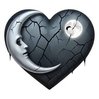 emo heart with crescent moon and mist sticker