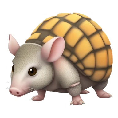 Mottled speckled gray brown chubby armadillo pig with yellow and black and orange and cute tiny eyes sticker