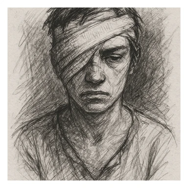 bandage, detailed graphite lines, pencil sketch style sticker