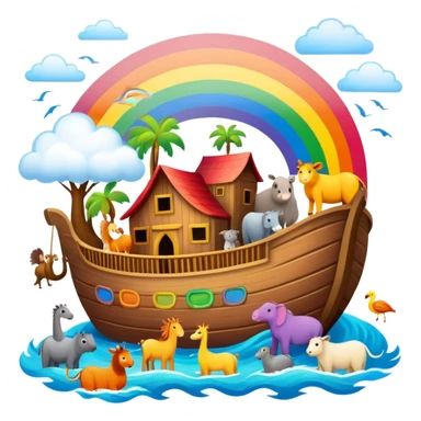 Noah's Ark with animals and rainbow sticker