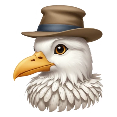 long haired white bird with hat sticker