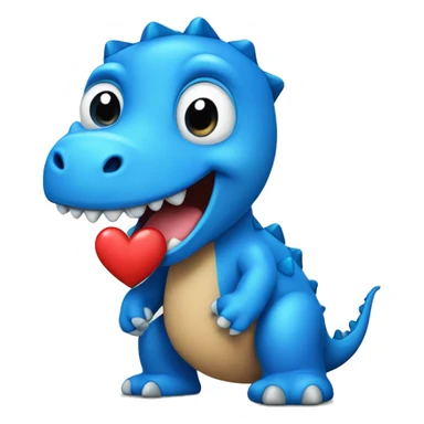  blue dinosaur with a heart sticker
