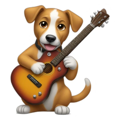 dog playing guitar sticker