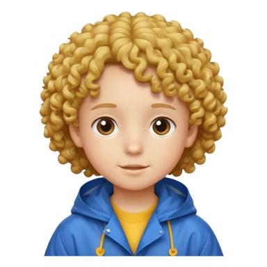 curly hair kid with raincoat sticker